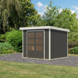 Abri de jardin en bois gris terre 19mm - acier blanc - 5,09m² Jupiter 3B – Karibu