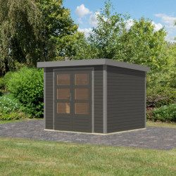 Abri de jardin en bois gris terre 19mm - acier gris - 5,09m² Jupiter 3B – Karibu
