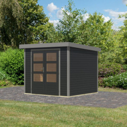 Abri de jardin en bois anthracite 19mm - acier gris - 5,09m² Jupiter 3C – Karibu