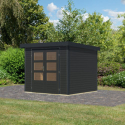 Abri de jardin en bois anthracite 19mm - acier anthracite - 5,09m² Jupiter 3C – Karibu
