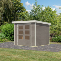 Abri de jardin en bois gris clair 19mm - acier blanc - 5,09m² Jupiter 3C – Karibu