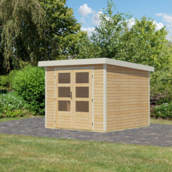 Abri de jardin en bois brut 19mm - acier blanc - 5,76m² Jupiter 3,5A – Karibu