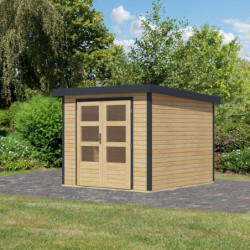 Abri de jardin en bois brut 19mm - acier anthracite - 5,76m² Jupiter 3,5A – Karibu