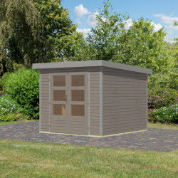 Abri de jardin en bois gris clair 19mm - acier gris - 5,76m² Jupiter 3,5D – Karibu