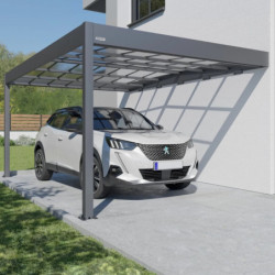 Carport adossé LIBECCIO 16m² en alu anthracite et polycarbonate – Trigano