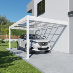Carport adossé LIBECCIO 16m² en alu blanc et polycarbonate – Trigano	