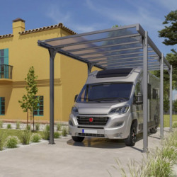 Carport camping-car en aluminium anthracite et polycarbonate Hegoa 20 - TRIGANO