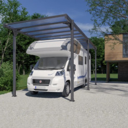 Carport camping-car en aluminium anthracite et polycarbonate Hegoa 25 - TRIGANO