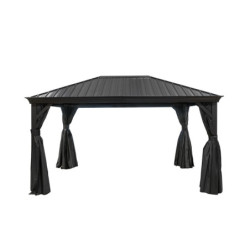 Pergola en alu anthracite et toit en acier Marsala 298x423cm - SOJAG