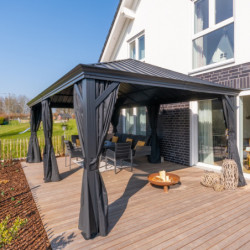 Pergola en alu anthracite et toit en acier Marsala 363x598cm - SOJAG