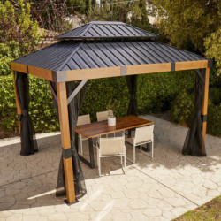 Pergola en alu anthracite et toit en acier Fontana 298x363cm - SOJAG