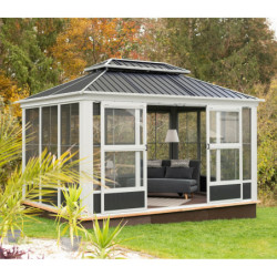 Pavillon en alu argent et toit en acier Olan 435x311cm - SOJAG