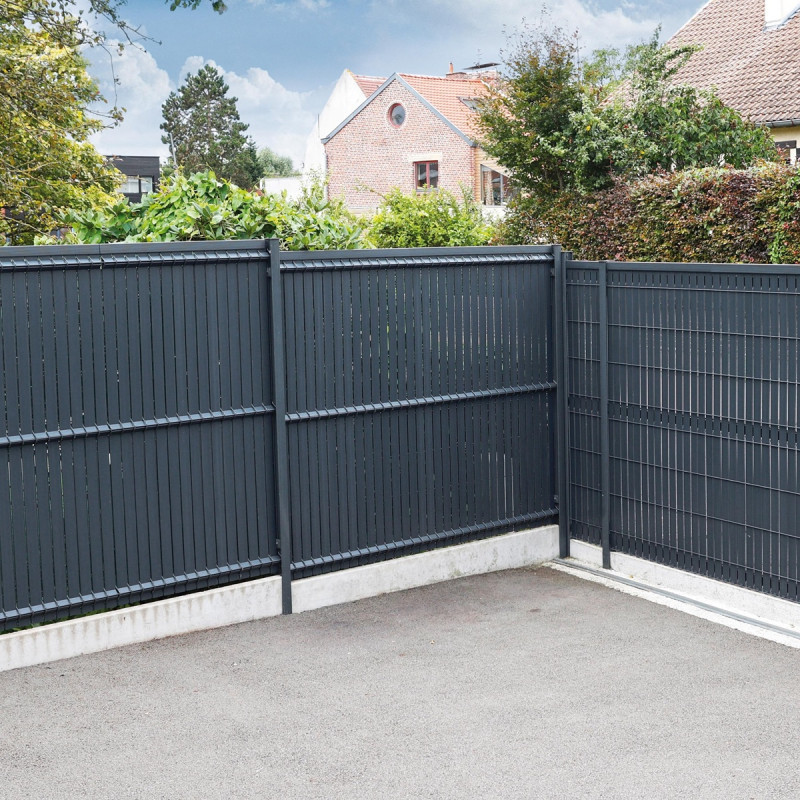 Kit lamelles occultantes PVC pour panneau de clôture rigide - coloris gris anthracite - NATURE