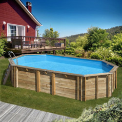 Piscine bois ovale 755x456cm ORANGE - Gré