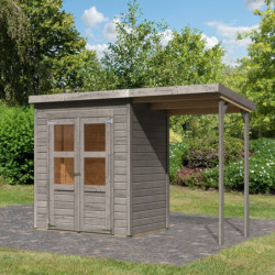 Abri de jardin en bois 2,2m² avec appentis - gris naturel - Merseburg 2 - Karibu
