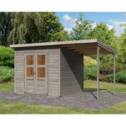 Abri de jardin en bois 5,2m² avec appentis - gris naturel - Merseburg 5 - Karibu