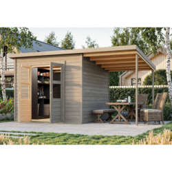 Abri de jardin en bois 5,90m² avec appentis - gris naturel - Merseburg 6 - Karibu
