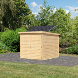 Abri à vélos en bois brut 3,4m² avec kit solaire - pour 3 vélos - Karibu