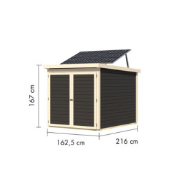 Abri à vélos en bois gris terre 3,4m² avec kit solaire - pour 3 vélos - Karibu