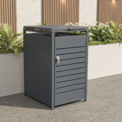 Abri cache-poubelle en acier galvanisé anthracite pour container 240L - X-METAL