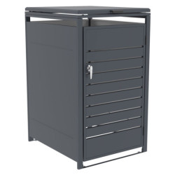 Abri cache-poubelle en acier galvanisé anthracite pour container 240L - X-METAL
