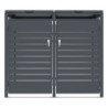 Abri cache-poubelle en acier galvanisé anthracite pour 2 containers 240L - X-METAL