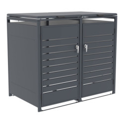 Abri cache-poubelle en acier galvanisé anthracite pour 2 containers 240L - X-METAL