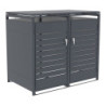 Abri cache-poubelle en acier galvanisé anthracite pour 2 containers 240L - X-METAL