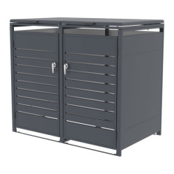 Abri cache-poubelle en acier galvanisé anthracite pour 2 containers 240L - X-METAL