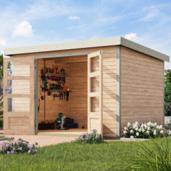 Abri de jardin en bois brut 19mm - acier blanc - 7,2m² Jupiter 5A – Karibu