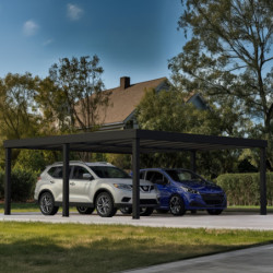 Carport 36,2m² en aluminium noir et polycarbonate 10mm Oslo - Canopia by Palram