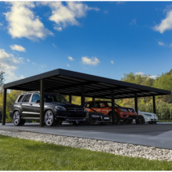 Carport 71,3m² en aluminium noir et polycarbonate 10mm Oslo - Canopia by Palram