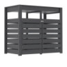Cache poubelle en bois gris terre - 2x240L - bac à plantes intégré de 110L - Karibu