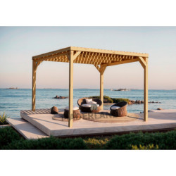 Pergola en bois massif traité et toit semi-couvert 400x400cm Toulouse – Maderland