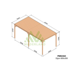 Pergola en bois massif traité et toit en bois 600x300cm DIJON – Maderland