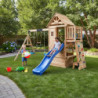 Aire de jeux en bois thermo traité BISON avec 2 balançoires , 1 trapèze et 1 toboggan - Abracadaprout