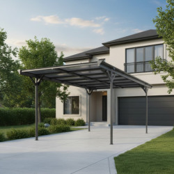 Carport en aluminium anthracite 3x5m et toit monopente polycarbonate 6mm X-METAL
