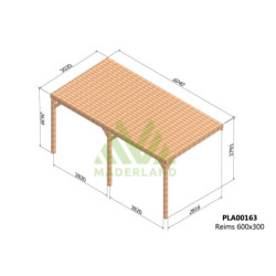 Pergola adossée en bois lamellé-collé 600x300cm REIMS – Maderland