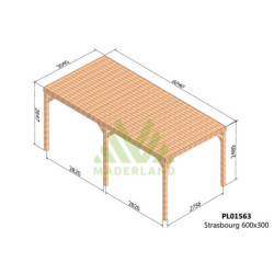 Pergola en bois lamellé-collé 600x300cm STRASBOURG – Maderland