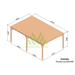 Pergola en bois lamellé-collé 600x400cm STRASBOURG – Maderland