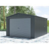 Garage métal anthracite 15,14m² porte enroulable anthracite + kit d'ancrage X-METAL