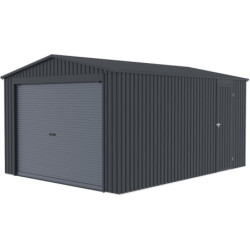 Garage métal anthracite 15,14m² porte enroulable anthracite + kit d'ancrage X-METAL