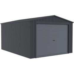 Garage métal anthracite 15,14m² porte enroulable anthracite + kit d'ancrage X-METAL