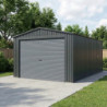 Garage métal anthracite 17,31m² porte enroulable anthracite + kit d'ancrage X-METAL