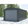 Garage métal anthracite 17,31m² porte enroulable anthracite + kit d'ancrage X-METAL