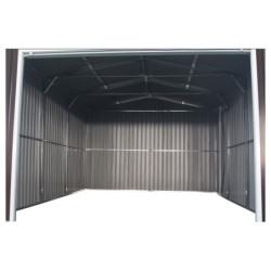 Garage métal anthracite 17,31m² porte enroulable anthracite + kit d'ancrage X-METAL