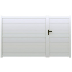 Portail battant asymétrique prêt à poser en aluminium 350x140cm HORACE - coloris blanc - X-METAL