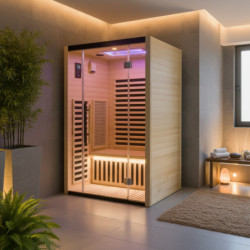 Sauna infrarouge LOIS 2 places en épicéa avec panneaux carbone 1900W et contrôleur wifi - Snö