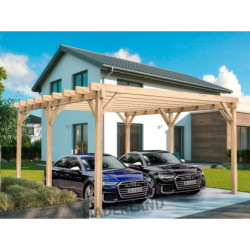 Carport autoportant double en bois lamellé-collé 600x500cm NÎMES – Maderland