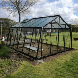 Serre de jardin S206H 16,91m² en aluminium laqué noir et verre trempé BLACKLINE – ACD